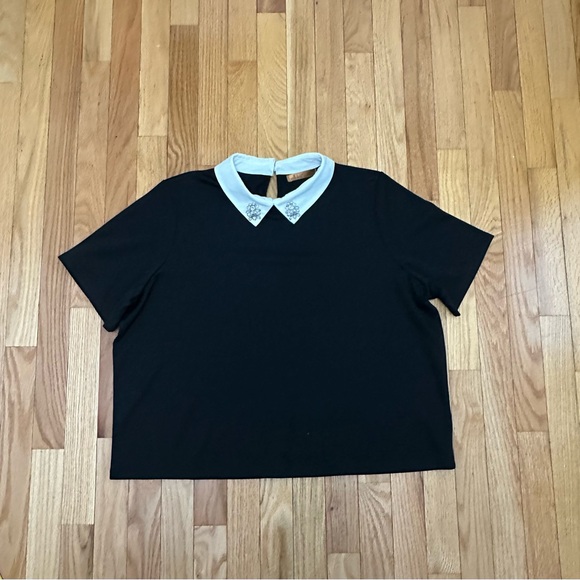 Belldini Tops - Belldini Black Top with White Collar Detail